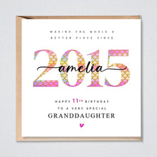 Load image into Gallery viewer, Personalised 11th Birthday Card, Granddaughter, Daughter, Sister, Niece, Her