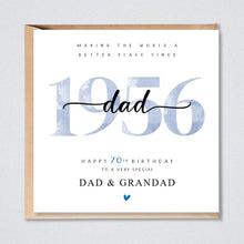 Load image into Gallery viewer, 70th Birthday Card, Personalised 1956, Dad Grandad Brother Uncle Godfather
