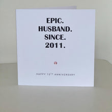 Load image into Gallery viewer, 15th Wedding Anniversary Card, Crystal Anniversary, Epic Him Her Couple