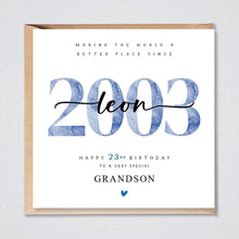 Load image into Gallery viewer, Personalised 23rd Birthday Card, 2003, Son Brother Nephew Friend