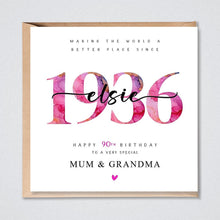 Load image into Gallery viewer, Personalised 90th Birthday Card, Mum Grandma Auntie Wife