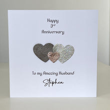 Load image into Gallery viewer, Personalised 3rd Anniversary Card, Leather Any Year, Him Her