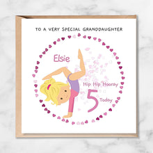 Load image into Gallery viewer, Personalised 5th Birthday Card for Her, Blonde Gymnast