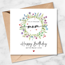 Load image into Gallery viewer, Birthday Card for Mum, Meadow Flowers Wreath