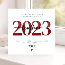 Load image into Gallery viewer, 3rd Wedding Anniversary Card, Leather 2023, Him Her