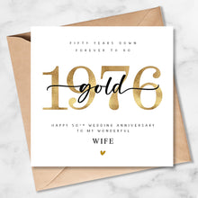Load image into Gallery viewer, 50th Wedding Anniversary Card, Golden 1976, Him, Her