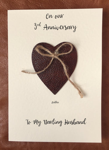 3rd Wedding Anniversary Cards (Leather Anniversary)