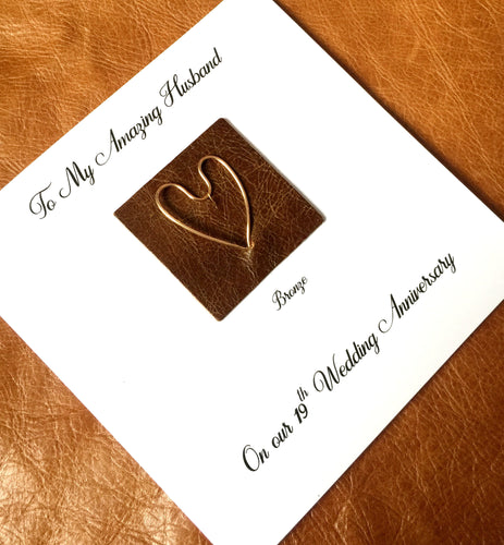 19th Wedding Anniversary Card Bronze Anniversary Cards