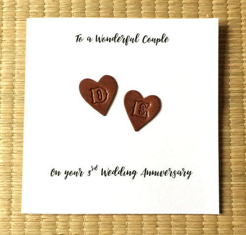 Personalised 3rd Wedding Anniversary Card for Couple (Leather Anniversary)