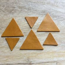 Load image into Gallery viewer, 28 Pieces Leather Triangle Blanks Earring Shapes Die Cuts English Mustard 14 Pairs