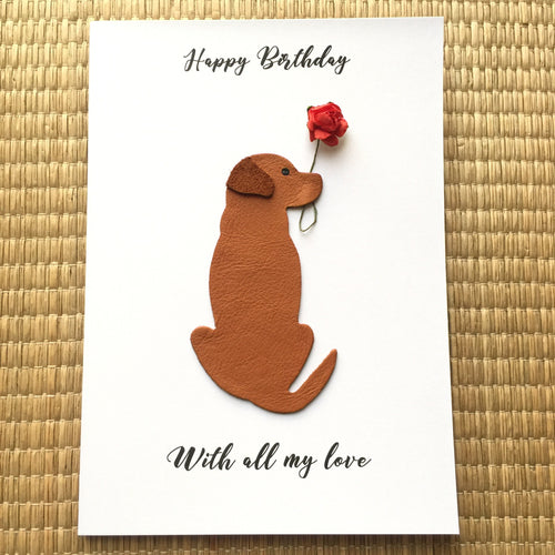 Labrador Birthday Card Leather Labrador Retriever Dog