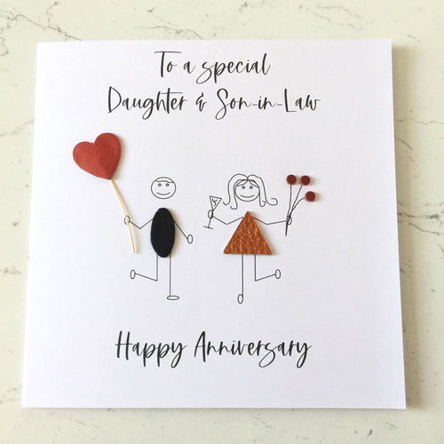 Wedding Anniversary Card Daughter Son In-Law Leather Anniversary