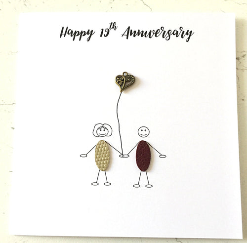 19th Wedding Anniversary Card Personalised Bronze Anniversary Him Her Husband Wife Couple