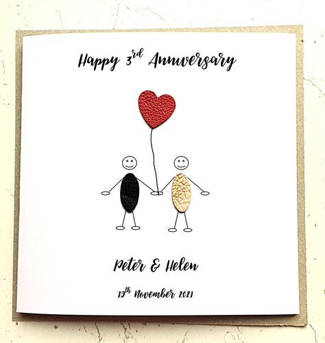 Personalised 3rd Wedding Anniversary Card