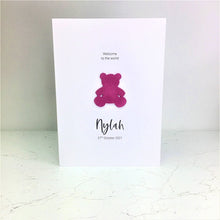 Load image into Gallery viewer, Personalised New Baby Girl Card Congratulations New Arrival Welcome to the World