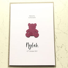 Load image into Gallery viewer, Personalised New Baby Girl Card Congratulations New Arrival Welcome to the World