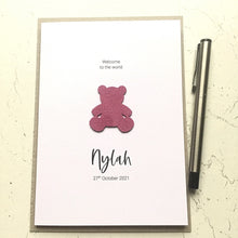 Load image into Gallery viewer, Personalised New Baby Girl Card Congratulations New Arrival Welcome to the World