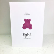 Load image into Gallery viewer, Personalised New Baby Girl Card Congratulations New Arrival Welcome to the World