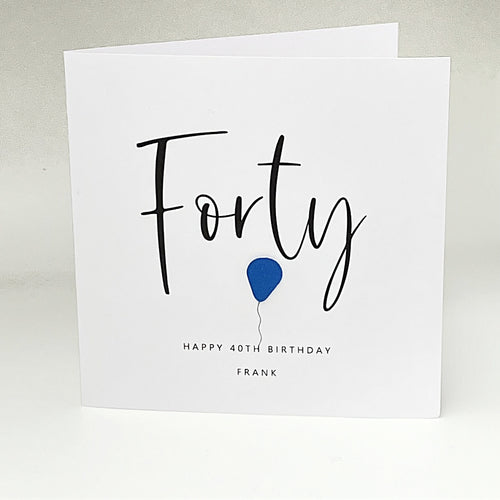 40th Birthday Card Personalised Forty Birthday