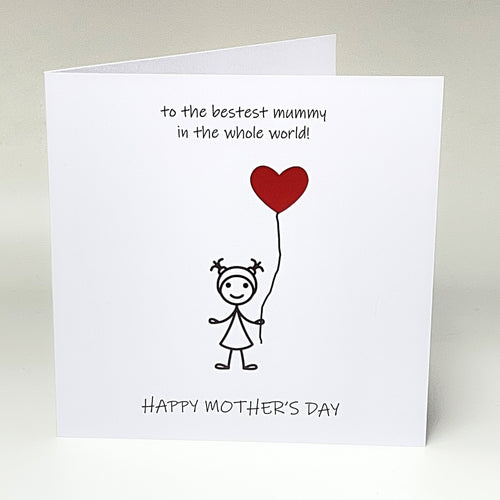 Mother's Day Card Bestest Mummy Card Mothering Sunday