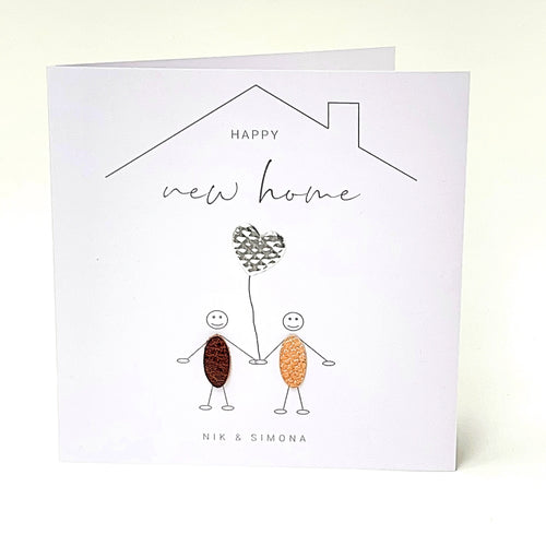 Personalised New Home Card Housewarming Card Moving Home Stick Figure Little People