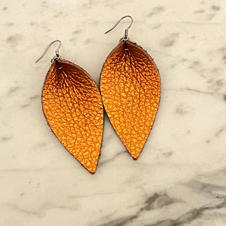 Orange 2025 leather earrings