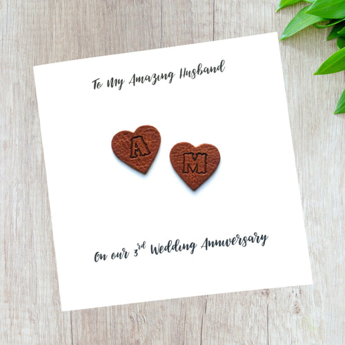 Personalised 3rd Wedding Anniversary Card (Leather Anniversary)