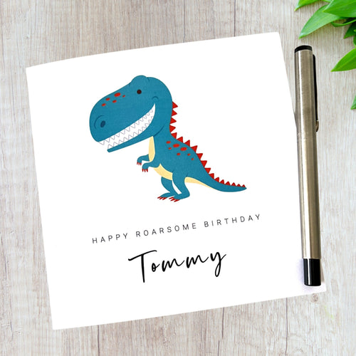 Personalised Birthday Card Dinosaur Birthday Card Boy Girl Son Grandson Nephew