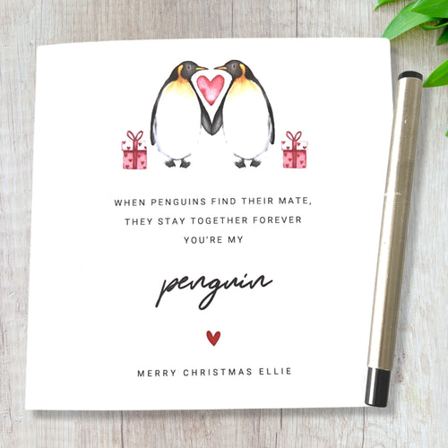 Personalised Christmas Card You're My Penguin