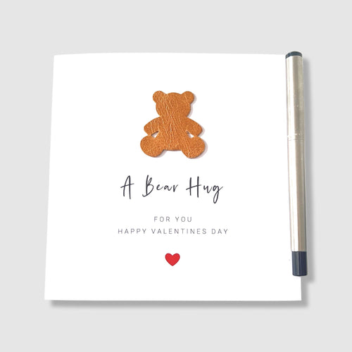 Valentines Day Card Leather Bear Hug Him Her