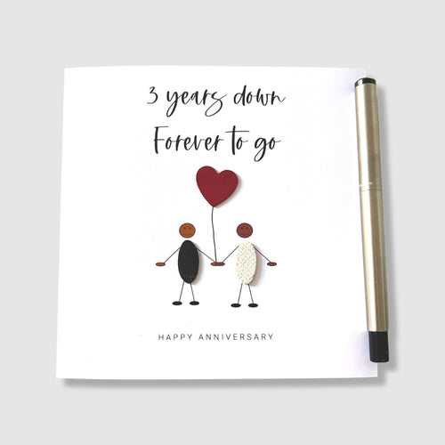 3rd Anniversary Card (Leather Wedding Anniversary) 3 Years Down ETHNIC