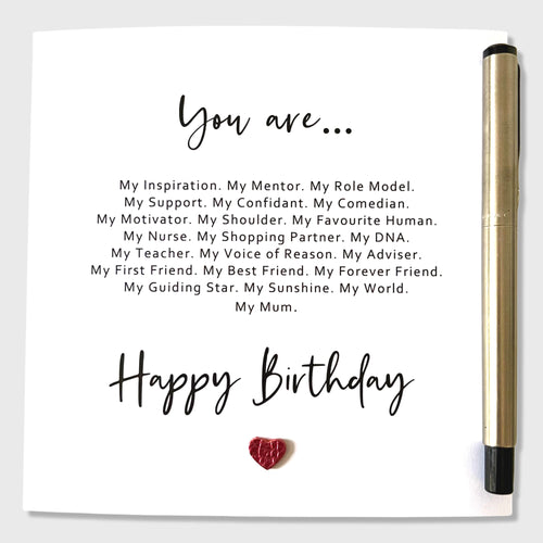 Mum Birthday Card You Are My Mum Poem Leather Birthday Card